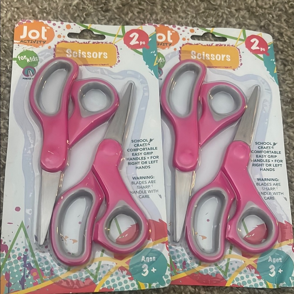 Pink and Gray Safety Scissors with Ergonomic Handles